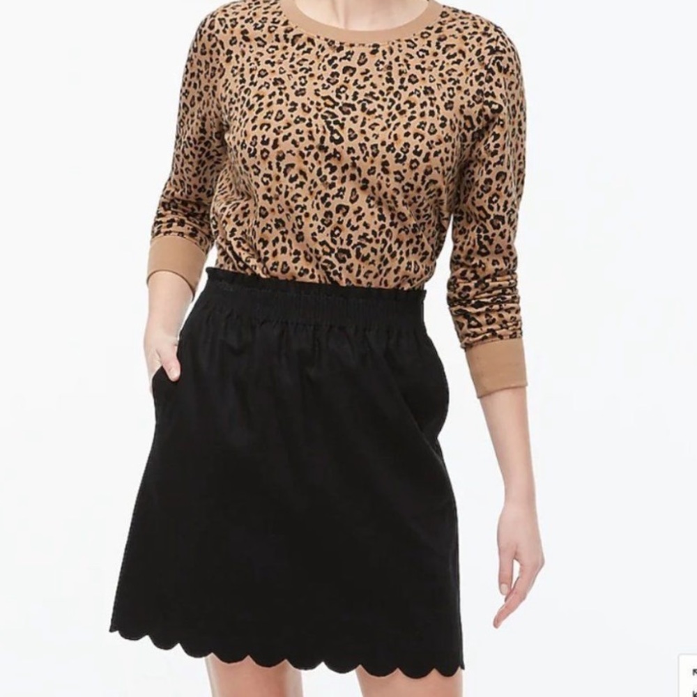 J Crew Black Scalloped City Mini Skirt